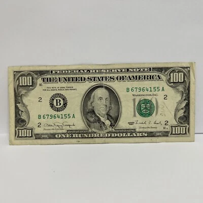 Series 1990 US One Hundred Dollar Bill $100 New York ~ B 67964155 A - Image 1 of 4