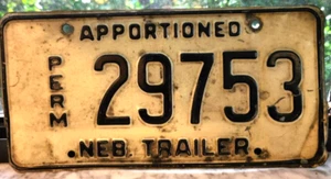 Nebraska Trailer 1970's Apportioned Perm 29753 License Plate - Picture 1 of 2