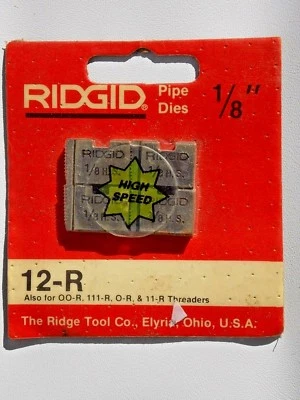 RIDGID 1/8" NPT 12-R HS PIPE THREADING DIES O-R 111-R 11-R 00-R 37855 - RED - Image 1 of 3