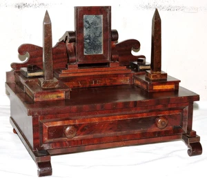 Miniature dresser, jewelry chest, c1848, Empire, mahogany, burl, child,doll, 13"