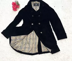 Burberry Black Label Pea Coat Color Black Velvet Nova Check Size L Men's Fashion - Picture 1 of 8