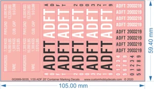 ADF 20' Container Marking Decals - 1/35 - Water Decal - Picture 1 of 2