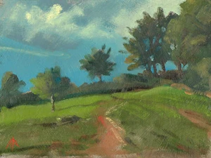 ORIGINAL MICHAEL RICHARDSON ÖL "The Top of the Hill" Landschaftsgemälde - Bild 1 von 1
