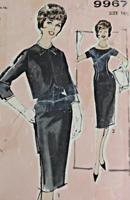 1960s Miss Advance 9967 Pattern Hepburn/Wiggle Dress Sz: 16 1/2 B45 Complete - Image 1 of 4