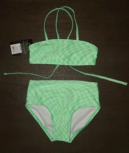 NEW GIRLS ART CLASS GREEN CHECKERED 2 PIECE SWIMSUIT SIZE XS 4-5 - Picture 1 of 2
