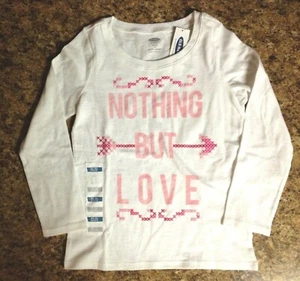 NWT Girl's Old Navy Long Sleeve Shirt -Cross Stitch - Nothing But Love-Size XS 5 - Picture 1 of 4