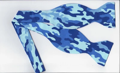 Pajarita Camuflada, Tonos de Azul, Bodas Militares, Regalo para Veteranos, Pajarita Auto-ata Foto 1 de 4