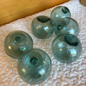Glass Fishing Float Buoy Ball Vintage Japanese set of 6 diameter 7-8cm Japan #2 - Picture 1 of 8