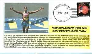 6° Cachets US Citizen Meb Keflezighi Wins 2014 Boston Marathon - Picture 1 of 1