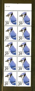 USA BOOKLET SC# 2483a BLUE JAY $0.20c UNFOLDED PANE OF 10 MNH - PL# S1111 - Picture 1 of 1