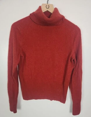 Daniel Bishop Mujer Talla Suéter L Naranja 100% Cachemira Cuello Alto Foto 1 de 4