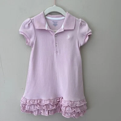 Ralph Lauren Polo Dress Ruffle Hem Short Sleeve Pink Cotton Blend 18M - Image 1 of 4