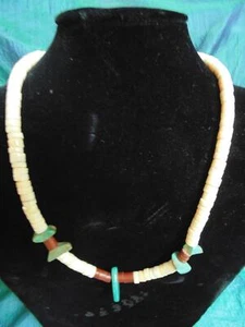 Vtg Navajo Shell Turquoise Nugget Sterling Necklace 22" Native American - Picture 1 of 6