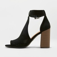 women's crissy laser cut heeled ankle booties