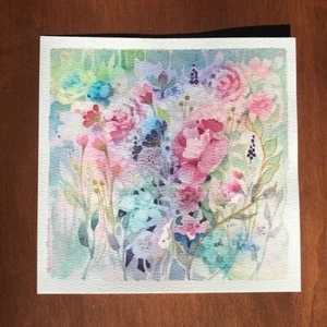 Original Painting Floral Watercolor Art Flowers Gold Accent Wall Decor Artettina - Picture 1 of 6