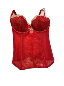 Victoria’s Secret Red Lace Bustier Corset Size 34C- Side Zip Closure - Picture 1 of 12