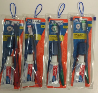 Pacote com 4 pincéis macios kit de viagem Dr. Fresh 2 vermelhos, 2 verdes - Imagem 1 de 2