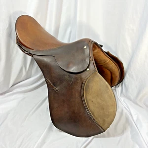 Sella inglese Eldonian Brookes in pelle circa 16 pollici Walsall England usata - Foto 1 di 16