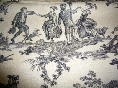 Le Telerie Toscane Luxury Cotton Tablecloth Italy Beige Black French Toile, New - Image 1 of 4