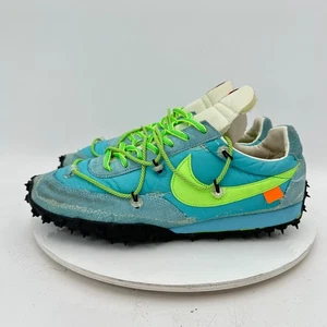 Off-White × Nike Waffle Racer Women Size 11 CD8180-400 Vivid Sky Training Shoes - Picture 1 of 11