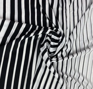 Black and White Striped Poly Print Fabric - Picture 1 of 3