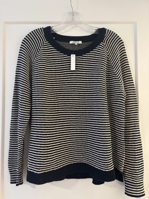 Suéter ligero de algodón a rayas azul marino y blanco Madewell Dockline L nuevo con etiquetas Foto 1 de 4