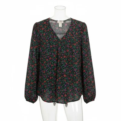 Blusa floral de cupcakes y cachemir para mujer XL manga larga ojo de cerradura carrera Foto 1 de 4