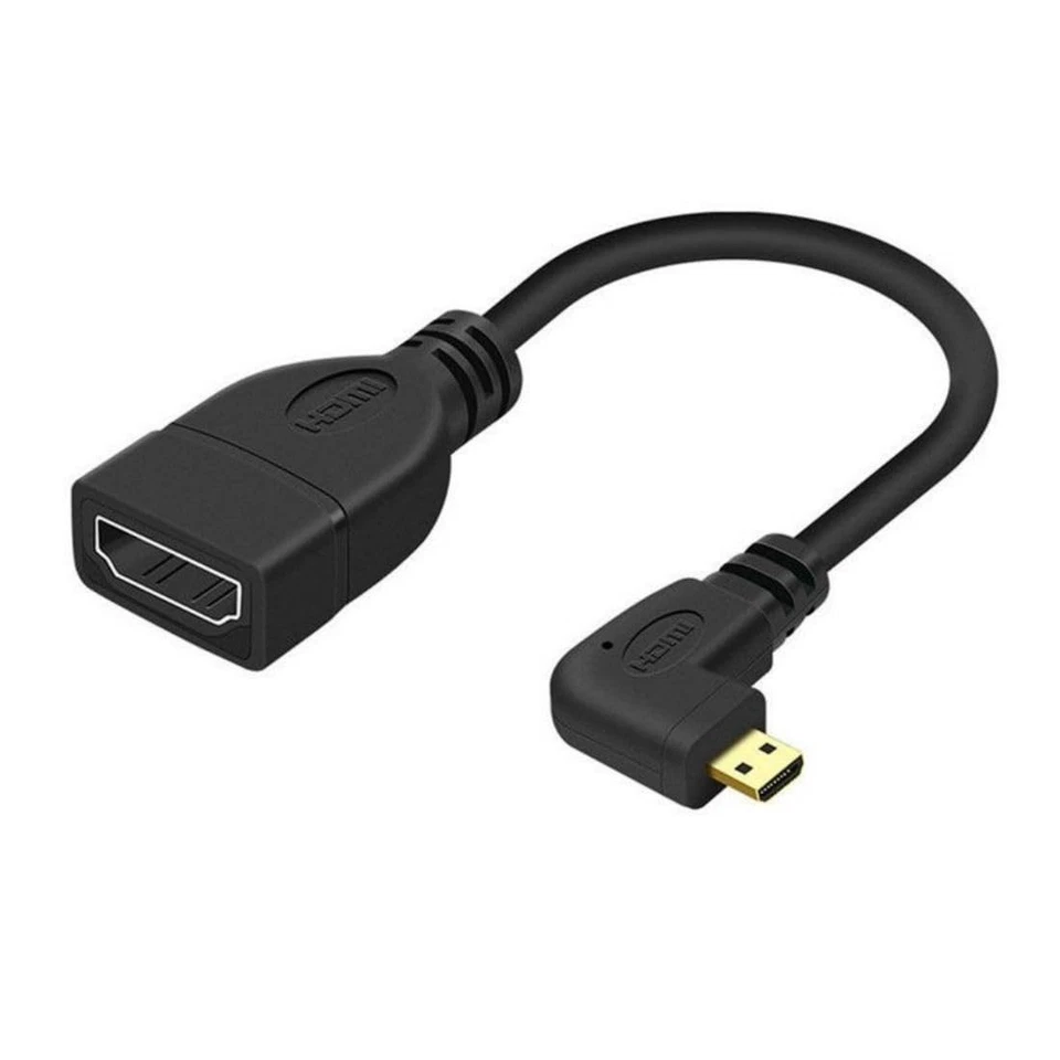 Micro HDMI Male to HDMI Female 4K60hz HDTV 90 Degree Left Angled Cable Adapter - Image 1 of 4