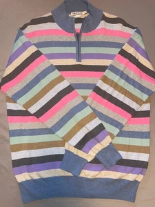 Peter Millar Herren Gr. Medium Pullover 100 % Baumwolle 1/4 Viertel Reißverschluss Golf Mehrfarbig - Bild 1 von 7