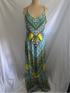 Moa Moa buntes Maxikleid integrierter BH Damengröße L Resortwear Strandkleid gebraucht, in einwandfreiem Zustand - Bild 1 von 8