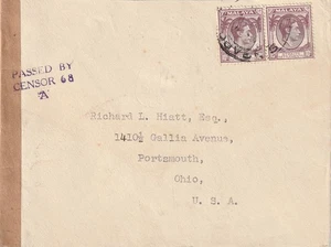 Singapur nach US George VI 10c x2 Zensor 68 A 1940 - Bild 1 von 1