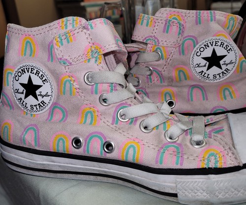 Chuck Taylor All Star High Top Converse rosa con arcobaleni taglia 2 5 bambina