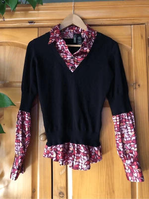 Suéter Bisou Bisou Michele Bohbot Talla M Camisa Cuello Sintético Negro Cuello en V Foto 1 de 4