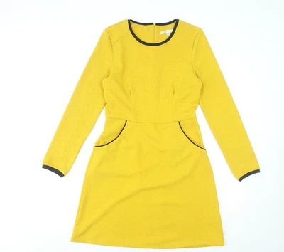 Uttam Boutique Damen gelbes Etuikleid Größe 10 Langarm - Bild 1 von 4