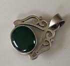 Antique 925 Silver Onyx Green stone Spinner Fob For pocket watch chain necklace