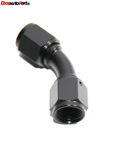 (one) AN6 Female to 6AN AN-6 Female 45 Degree Flare Swivel Fitting Adapter Black - Picture 1 of 7