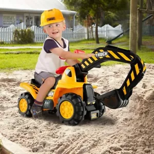Ride on Push Car Bulldozer Digger Toy Working Vehicle Kids Gift w/ Safety Helmet - Picture 1 of 10