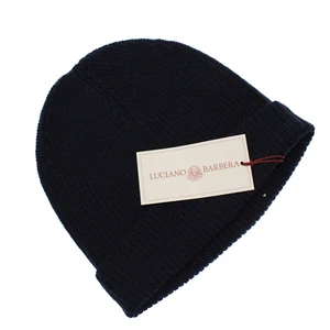 Luciano Barbera NWT Knit Beanie Hat Size 50 US M in Blue 100% Cashmere - Picture 1 of 9