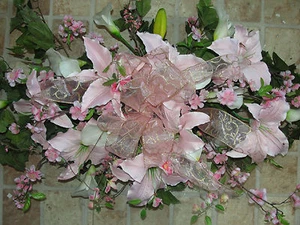 Pink Casablanca Silk Flowers Memorial Cemetery Grave Pillow Sympathy Spray