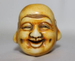 Figura de colección china tallada a mano hueso o piedra de dos caras decoración arte - Imagen 1 de 7