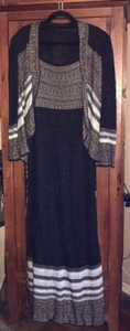 Vintage Women's Damianou Dress 2 PC Maxi Dress & Shrug Silver & Gold Size Large - Picture 1 of 10