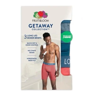 Boxer Briefs Long Leg XL Fruit of the Loom Men's Getaway Collection 3 Pack - Picture 1 of 6