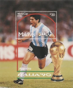 Maldives 1990 - World Cup Maradona Football Souvenir Stamp Sheet Scott 1493 MNH - Picture 1 of 1
