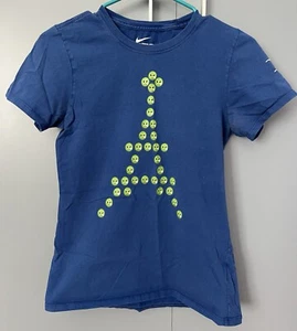 NIKE Roger Federer Paris Eiffel Tower T Shirt Angry Tennis Balls Women’s SMALL - Picture 1 of 7
