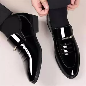 nicerichMens Dress Shoes Formal Business Oxford High Gloss Patent Leather Slip O - Picture 1 of 6
