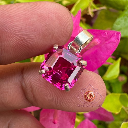 VETEMENTS Ciondolo pietra preziosa sfusa certificato zaffiro rosa naturale 13 70 ct argento massiccio 925