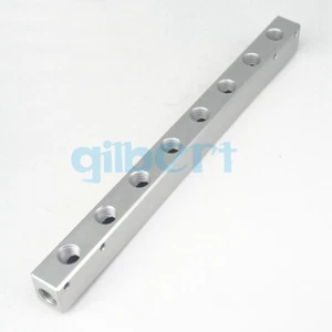 G1/4" BSPP 8 Wege 10 Anschlüsse Solides Aluminium Pneumatischer Luftverteiler Block Splitter - Bild 1 von 5