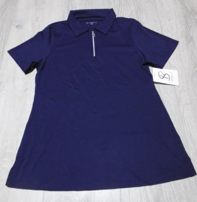 Polo de golf grande Sofibella para mujer azul marino SS 1/4 cremallera cuello nuevo con etiquetas Foto 1 de 4