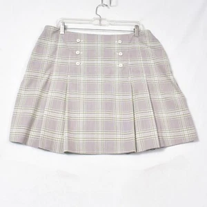 IZOD XFG Pleated Side Zip Plaid Golf Skort Skirt Green Gray Women’s Size 14 - Picture 1 of 7