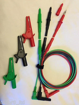 CALIBR8 LTD 3-Wire, Non-Fused Test Leads Set for Megger MFT 18th Edition Electrical tester.
